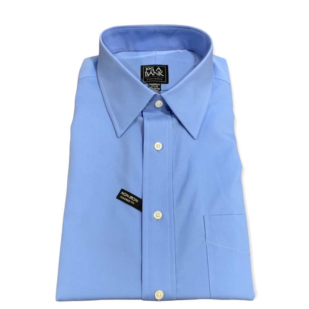 JOS A BANK Executive Collection Tailored Fit Blue Button Down Dress Shirt 17.5